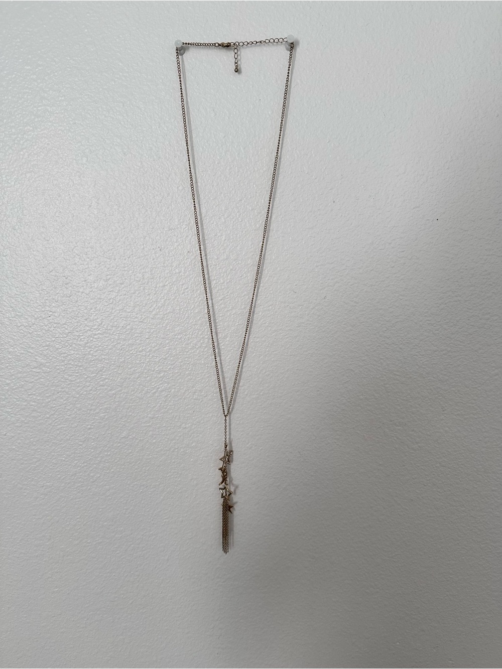 Delicate Gold Tone Star & Tassel Pendant Necklace - Women's Jewelry
